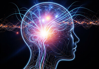 Abstract Mind Power Concept with Glowing Neural Energy