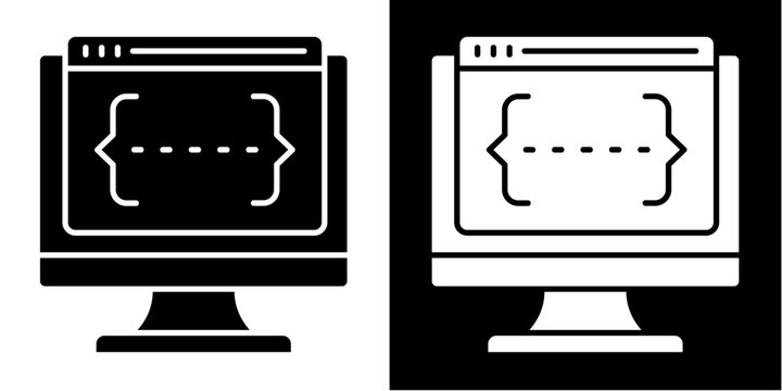 Programming Icon Set White Glyph Style Collection