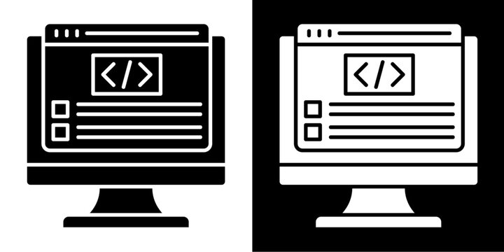 Web Coding Icon Set White Glyph Style Collection