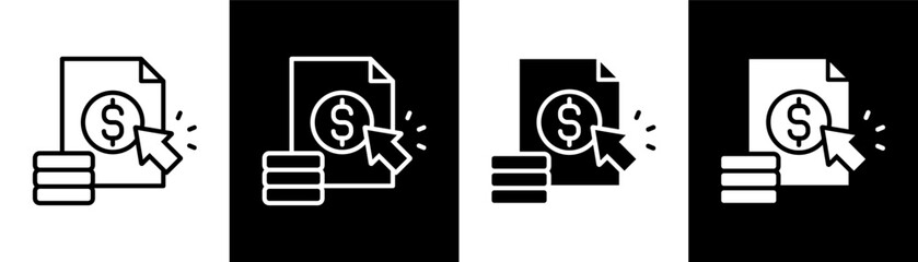 Monetization white icon set design