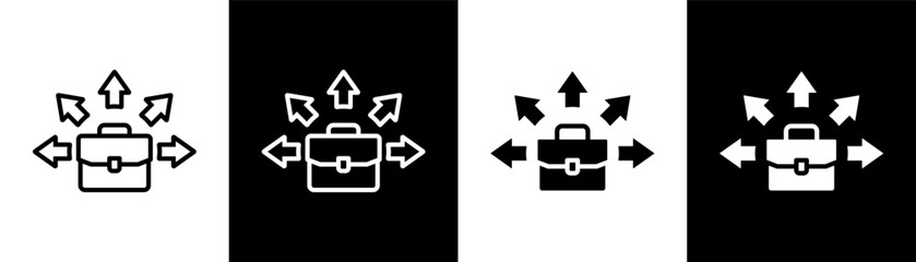 business opportunity white icon set design