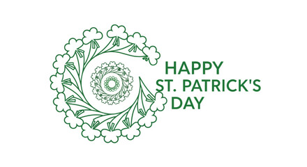 St Patricks Day Floral Wreath Illustration.