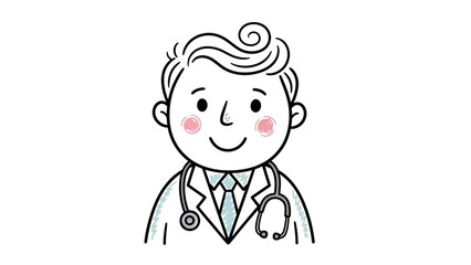 Fototapeta premium Smiling Male Doctor Cartoon Character with Stethoscope.