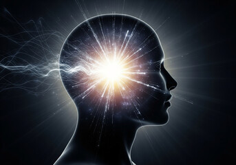 Human Mind Under Pressure Abstract Concept with Light Burst