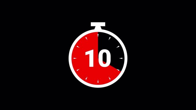 15 second countdown timer on a transparent background. 4K video countdown timer