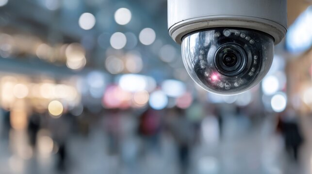 industry security and surveillance systems on blurred background