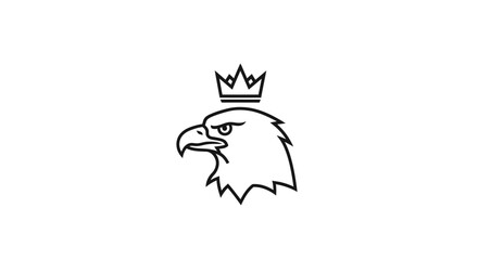 Obraz premium Illustration of regal eagle head wearing crown, symbolizing power and majesty in simple line art