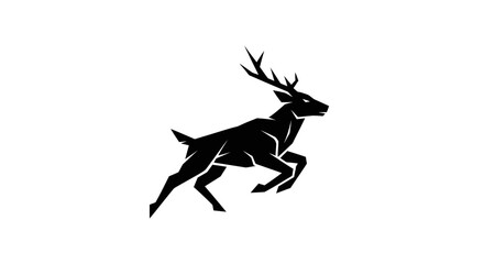 Obraz premium Black deer silhouette on white background