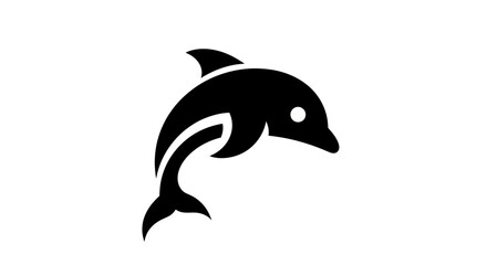 Obraz premium Black dolphin icon on white background