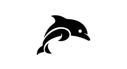 Obraz premium Black dolphin illustration on white background