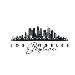 Fototapeta premium Los Angeles Skyline Silhouette Vector, LA Cityscape with Palm Trees Isolated on White Background