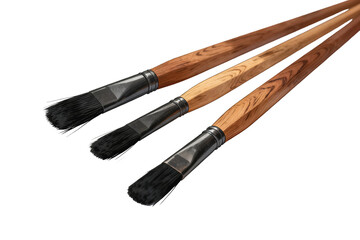 Fototapeta premium Three Wooden Handle Paint Brushes for Art Creation