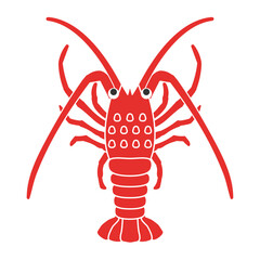 シンプルな伊勢海老のイラスト　ベクター　赤　いせえび　エビ　正月　年賀状　透過素材　広告　チラシ　かわいい　海鮮　