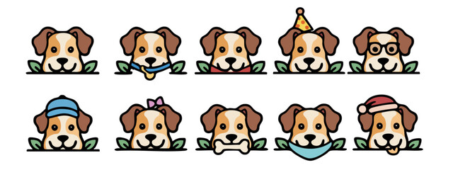 Cute Cartoon Animals Peeking Over Bushes Collecti