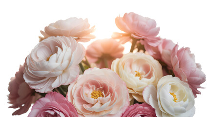 Obraz premium Isolated bouquet of pink and white roses on a pure white background
