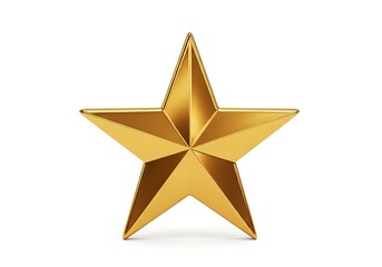 Obraz premium A shiny gold star with a reflective surface is centered on a white background.