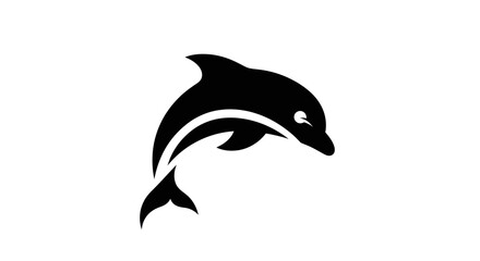 Obraz premium Black dolphin silhouette against white background