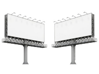 Obraz premium Two identical billboards standing side by side in a field with a clear sky. isolated on transparent background
