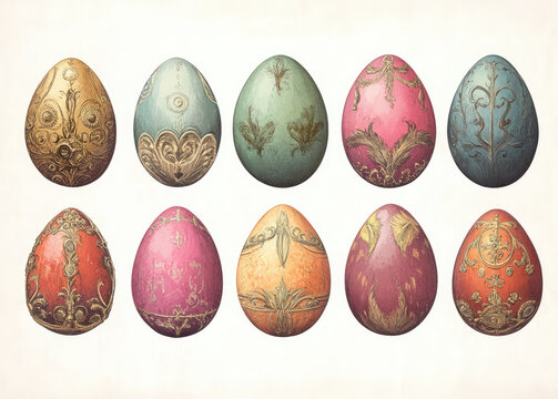 vintage easter egg illustrations for steampunk designs