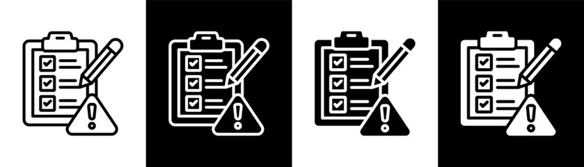 risk assessment white icon set design