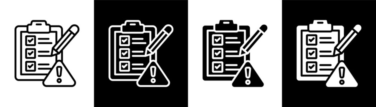 risk assessment white icon set design