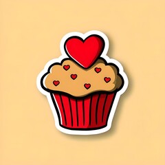 cupcake with red heart