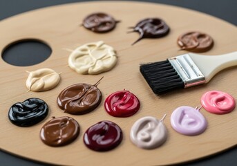 Hair dye color palette, various shades of hair dye