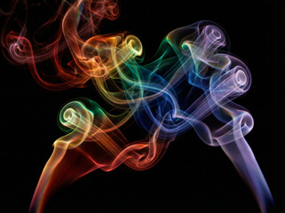 Obraz premium Abstract rainbow colored smoke on black background