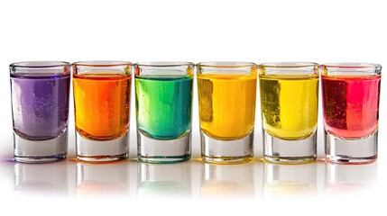 Colorful shot glasses in a row (2)