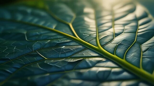 Close-up of a Leaf's Veins Highlighting Nature's Sustainable Patterns
