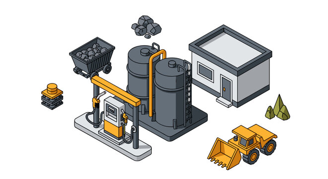 Biodiesel Production Facility Illustration Components.