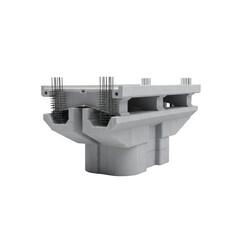 Close-up view of a gray metal pipe fitting with a threaded end and a flange.