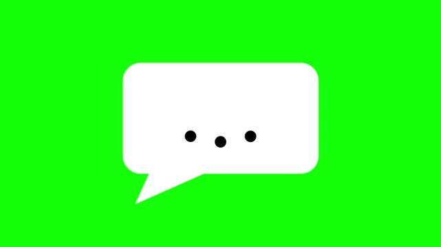 Animated Speech Bubble with Typing Dots on Green Screen Background