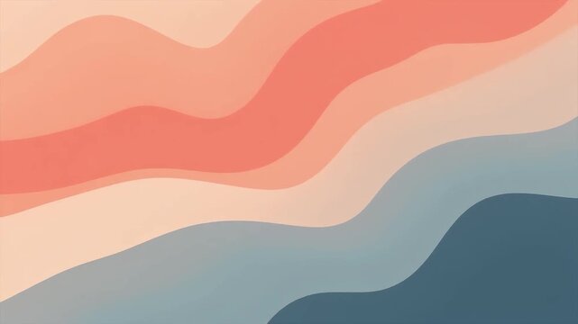 Smooth Flowing Wave Abstract Background Loop 4K - Pastel Gradient Motion Graphics - Coral Peach Blue Animated Overlay for Video Presentation Social Media Content