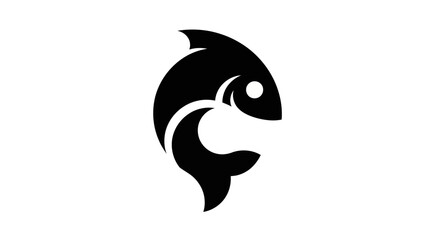 Fototapeta premium Black fish logo on white background