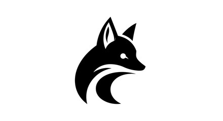 Obraz premium Black fox head logo on white background