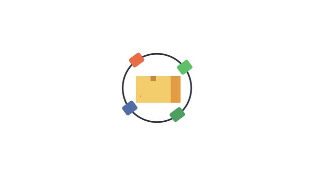 Simple animated logistics and supply chain icon. 2D vector graphic showing connectivity in cargo and freight services