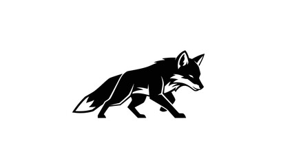 Naklejka premium Black fox illustration on white background