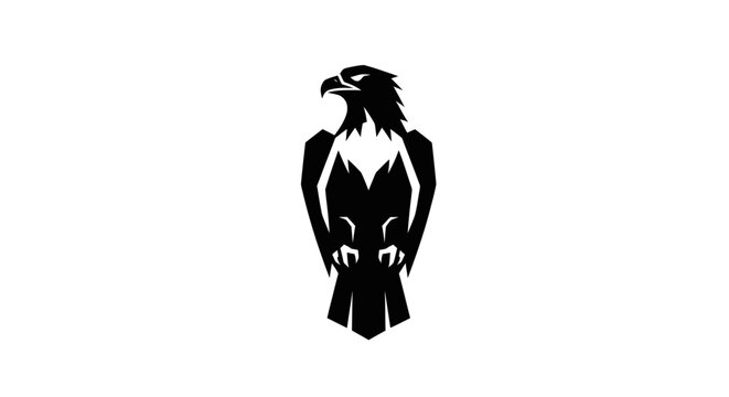 Black eagle silhouette on white background