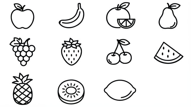 A collection of fruit icons 
