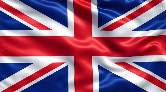 Realistic Wavy Fabric Texture of British Union Jack National Flag