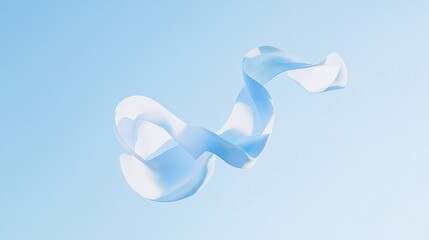 Light blue abstract flowing ribbon against a pale blue background.
