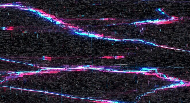 digital glitch art background, blue and pink lines, abstract texture