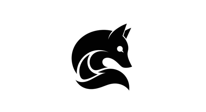 Black fox silhouette design on white background