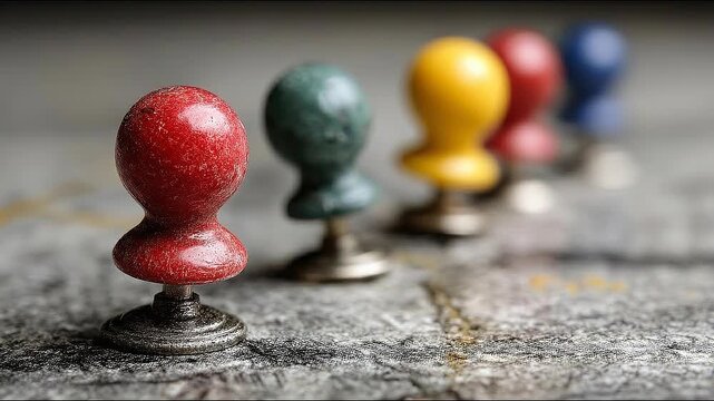 Colorful miniature balls representing a group in a creative business atlas concept for mapping ideas and strategies.