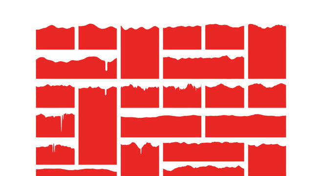 Set of red brick textures with rough edges for design elements