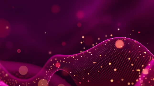 Abstract quantum computing background with wave particle flow dynamic digital energy glow neon design futuristic modern technology art wallpaper