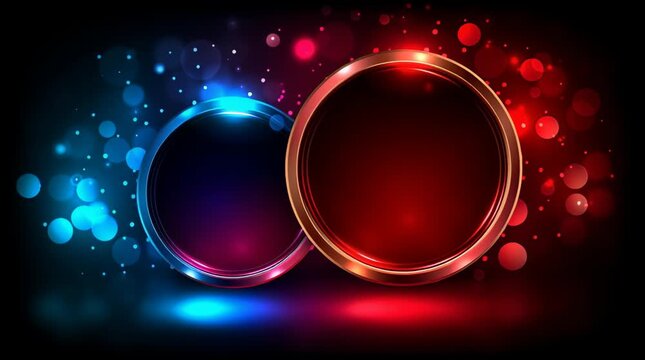 Quantum computing glowing neon circle background with bokeh light abstract energy ring futuristic digital design modern glamour style