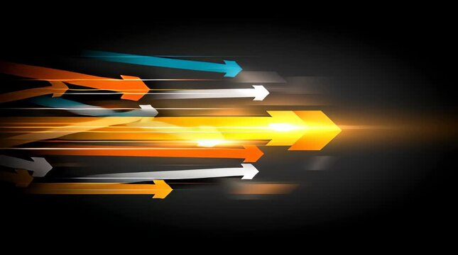 Abstract arrow speed motion direction light glow technology background quantum computing concept dynamic vector design motion gradient arrow speed