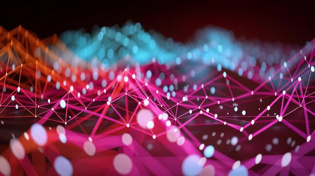 Quantum computing concept network glowing data wave connection abstract background neon network quantum wave computing concept background digital